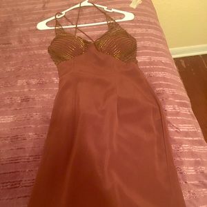 Brown Satin Dress with sequins